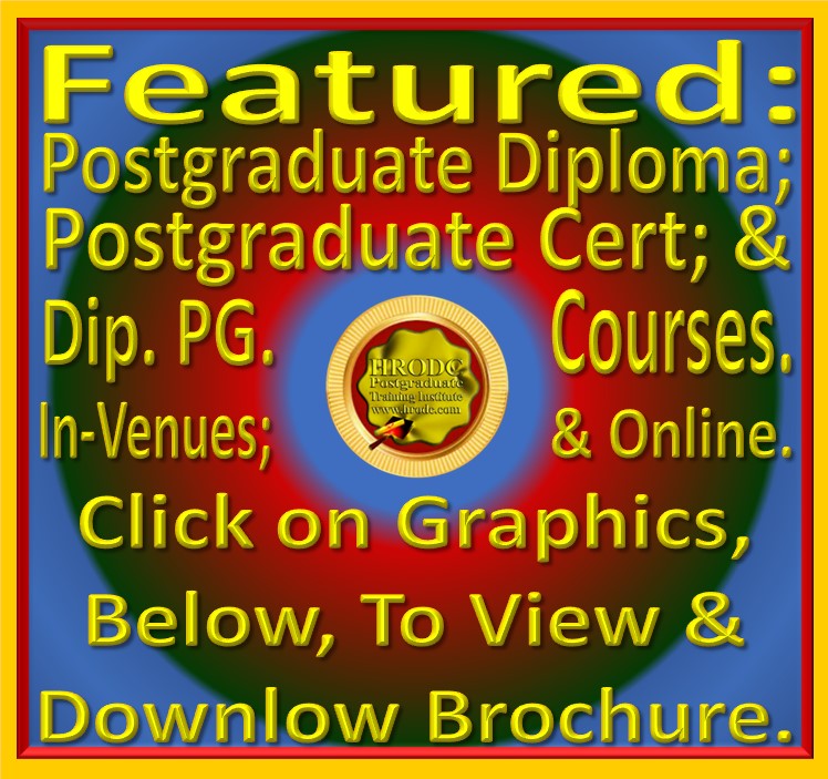 Graphics introducing Featured Postgraduate Diploma, Postgraduate Certificate, and Diploma  Postgraduate  Courses, offered by HRODC Postgraduate Training Institute. 