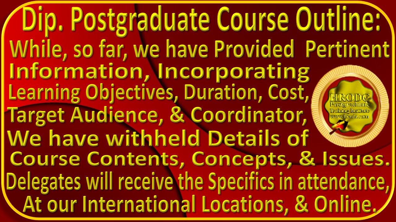 Graphics for HRODC Postgraduate Training Institutes Outline of Diploma  Postgraduate - Course Contents, Concepts, and Issues